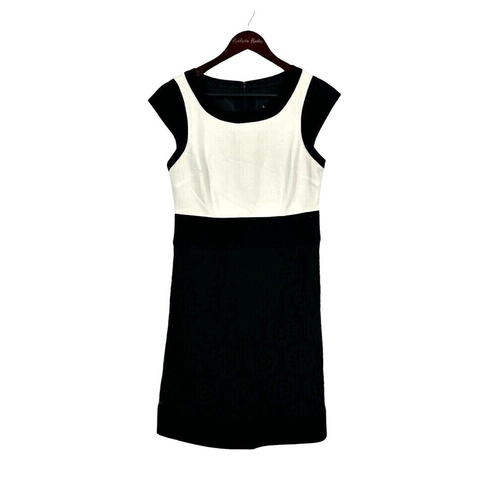 Laundry by Shelli Segal Sz‎ 6 Black White Colorblock Lace Sheath Career Dress N4